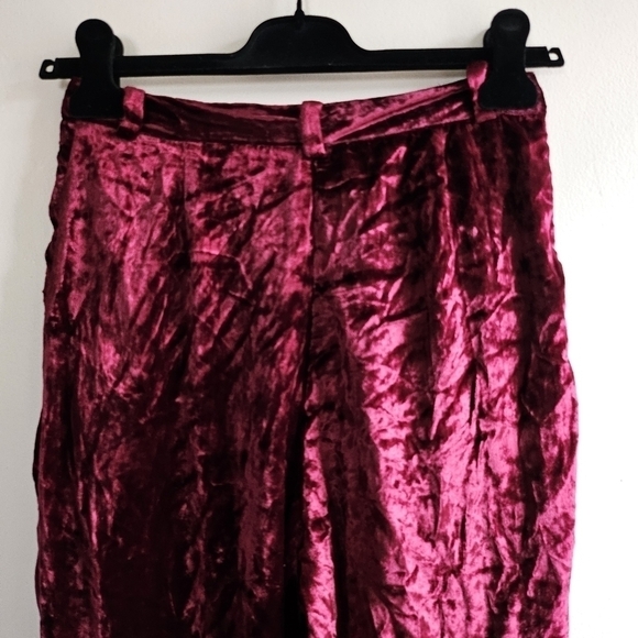 New Rococo Sand Velvet Embroidered Burgundy Pants NWT Size Small - Picture 7 of 12